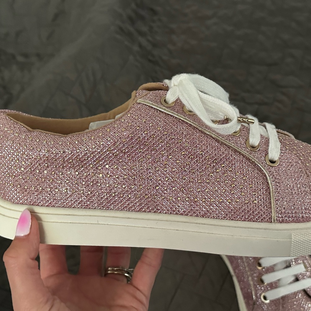 Jewel Badgley Mischka Glitter Pink Sneakers